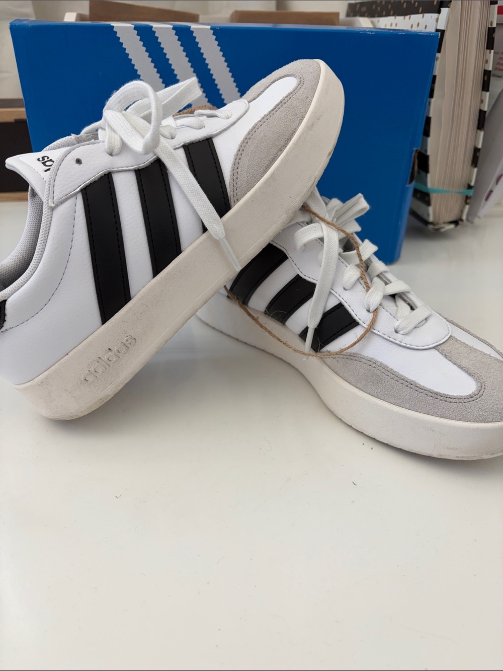 adidas White and Black Retro Court Sneakers
